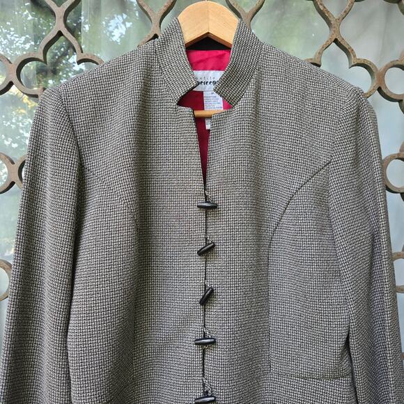 Petite Perceptions Womens Vtg 90s Old Money Houndstooth Toggle Button Jacket 8P - Picture 2 of 10
